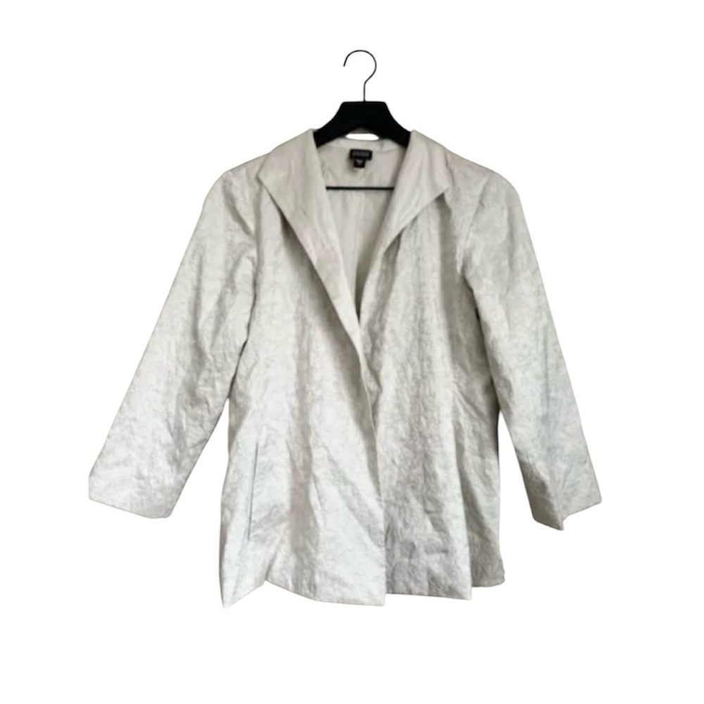 EILEEN FISHER Silk Embroidered Light Open Jacket